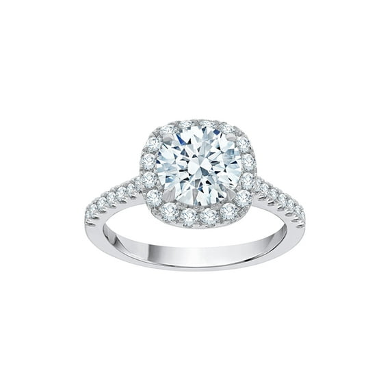 KATARINA Diamond Halo Engagement Ring in Sterling Silver (2 cttw, I-J, I1-I2) (Size-7.5)