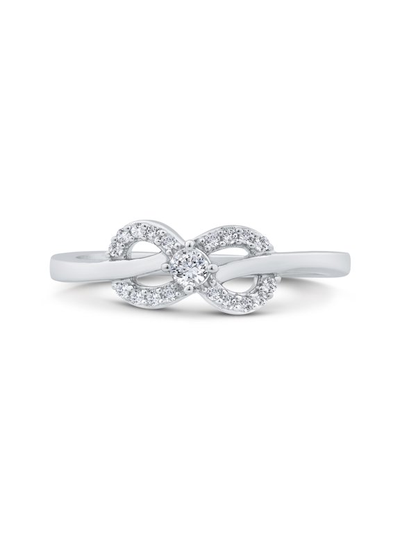 Diamond Infinity Promise Ring in 10K White Gold (1/6 cttw, I-J, I1) (Size-7.5)