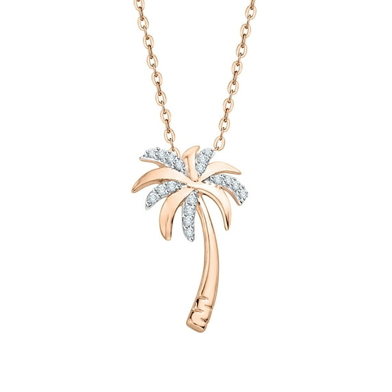 KATARINA Diamond Palm Tree Pendant Necklace in 10K Rose Gold (1/10 Cttw, J-K, SI2-I1)
