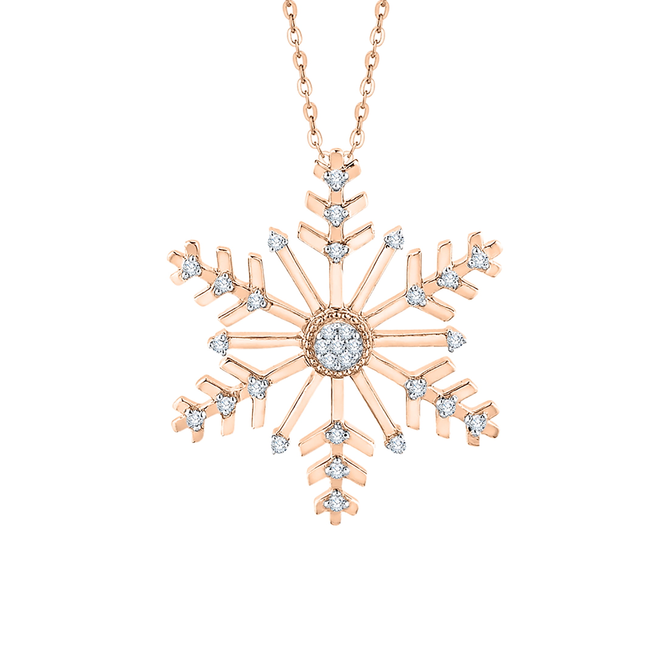 KATARINA Diamond Snowflake Pendant Necklace in 10k Rose Gold (1/8 cttw ...