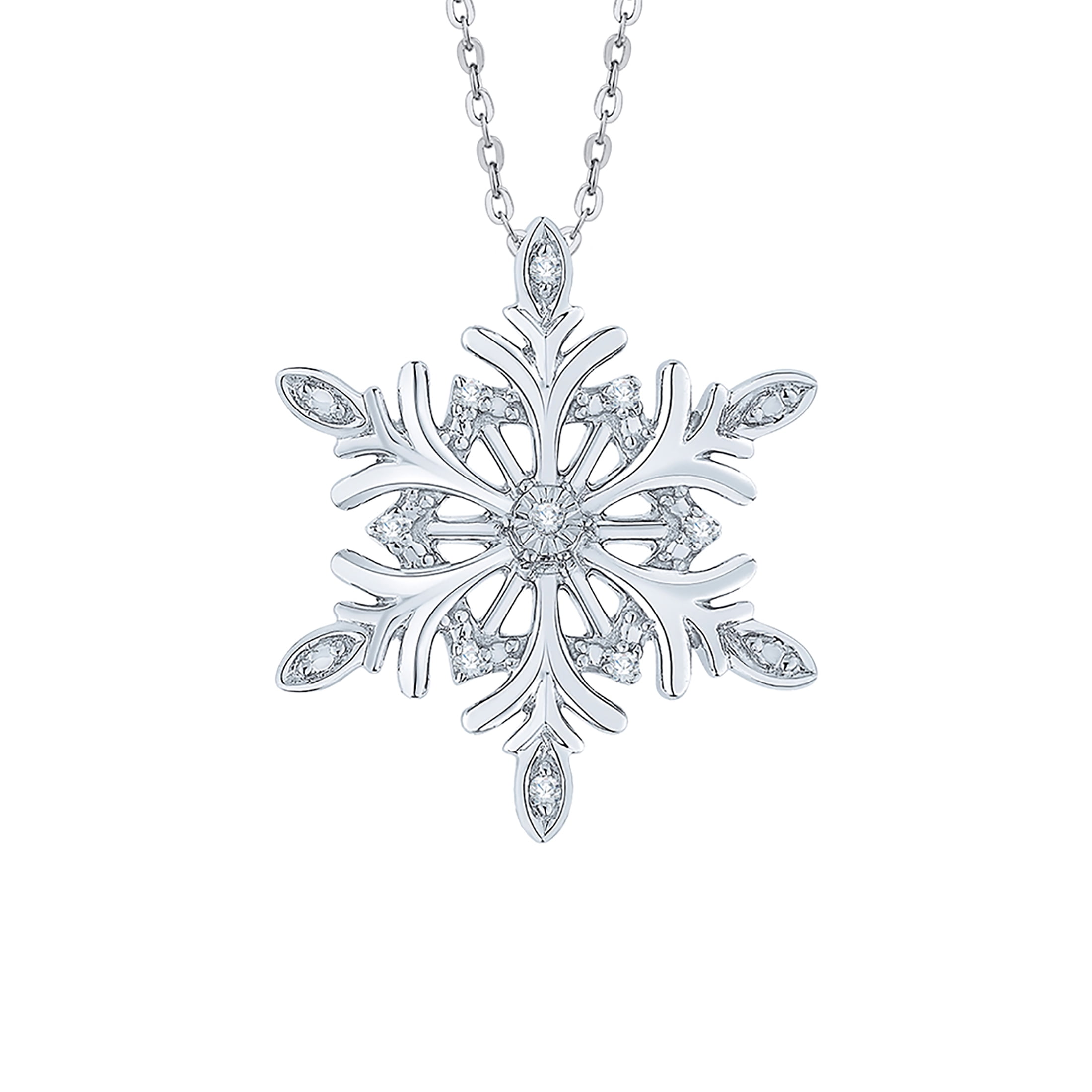 KATARINA Sterling Silver Diamond Snowflake Pendant Necklace, 1/20 Cttw ...