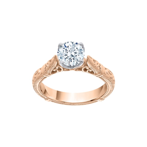 KATARINA Diamond Solitaire Engagement Ring in 14K Rose Gold (1 cttw, I-J, I1-I2) (Size-5.5)