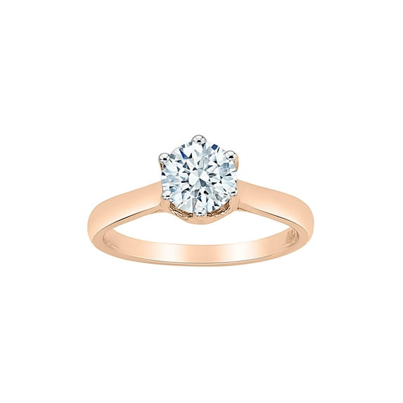 KATARINA Diamond Solitaire Engagement Ring in 14K Rose Gold (1 cttw, I-J, I1-I2) (Size-6)