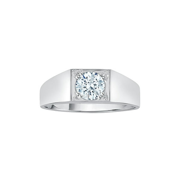KATARINA Diamond Solitaire Men's Ring in 10K White Gold (1 cttw, I-J, I1-I2) (Size-12)