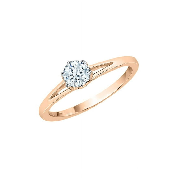 KATARINA Diamond Solitaire Promise Ring in 14K Rose Gold (1/4 cttw, I-J, I1-I2) (Size-10)