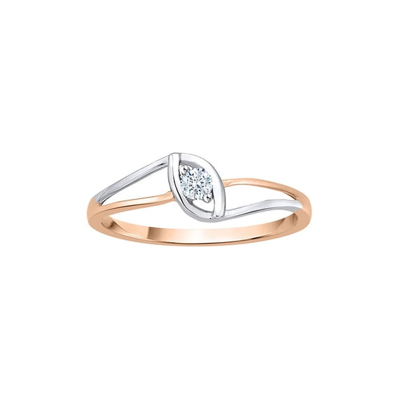 KATARINA Diamond Solitaire Promise Ring in 14K Two Tone Gold (1/10 cttw, I-J, I1-I2) (Size-8.5)