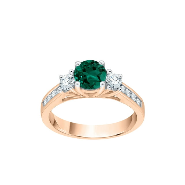 KATARINA Diamond and Emerald Engagement Ring in 10K Rose Gold (1 1/3 cttw, I-J, I1-I2) (Size-10)
