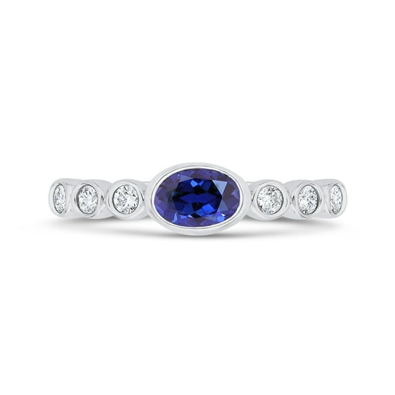 KATARINA Diamond and Sapphire Fashion Ring in 10K White Gold (7/8 cttw, I-J, I1) (Size-5.5)