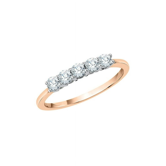 KATARINA Five Stone Diamond Anniversary Ring in 14K Rose Gold (1/2 cttw, I-J, I1-I2) (Size-7)
