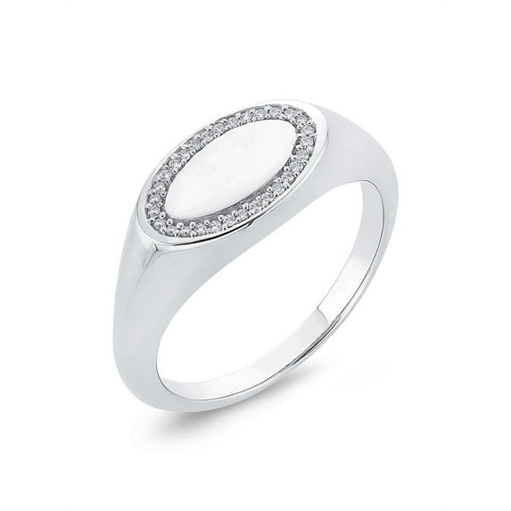 KATARINA Oval Shape Diamond Fashion Ring in 10K White Gold (1/20 cttw, G-H, I2-I3) (Size-12.5)