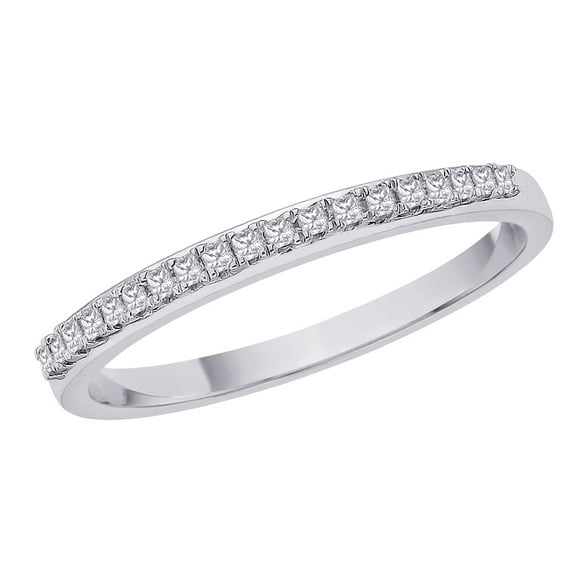 KATARINA Princess Cut Diamond Anniversary Wedding Band Stackable Ring in Sterling Silver (1/10 Cttw, H-I, I2-I3) (Size-8.5)