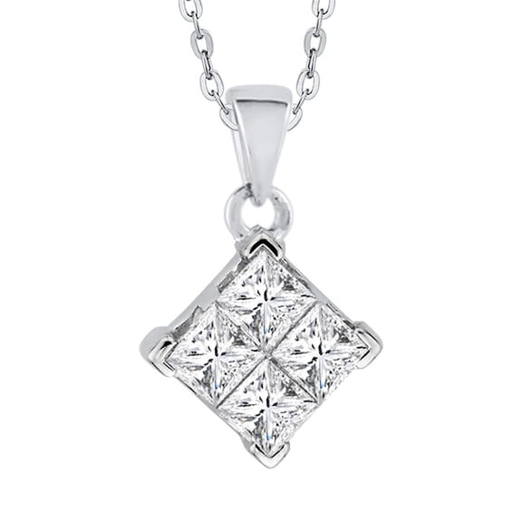 KATARINA Princess Cut Diamond Pendant Necklace in 10K White Gold (1/5 cttw, H-I, I3)