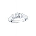 thumbnail image 1 of KATARINA Round and Baguette Cut Diamond Engagement Ring in 14K White Gold (1/6 cttw, I-J, I1-I2) (Size-10.5), 1 of 2