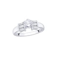 thumbnail image 1 of KATARINA Round and Baguette Cut Diamond Engagement Ring in Sterling Silver (1 cttw, I-J, I1-I2) (Size-9.5), 1 of 2
