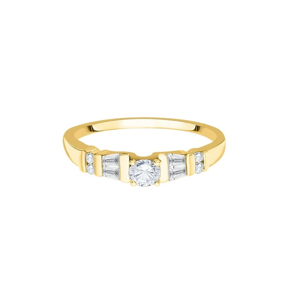 KATARINA Round and Baguette Cut Diamond Fashion Ring in 10K Yellow Gold (1/4 cttw, I-J, I1-I2) (Size-9.5)