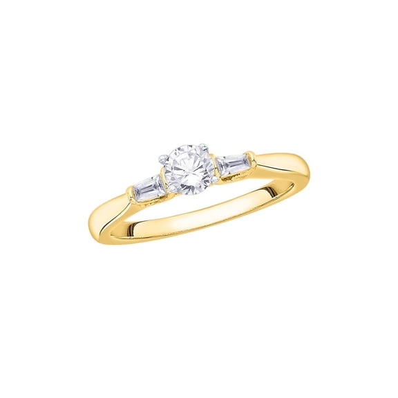 KATARINA Round and Baguette Cut Diamond Promise Ring in 14K Yellow Gold (1/2 cttw, I-J, I1-I2) (Size-5.5)