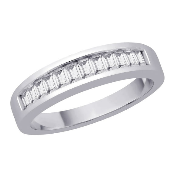 KATARINA Sterling Silver, Baguette Cut Diamond Bridal Wedding Band (1/2 cttw)