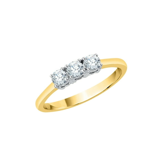 KATARINA Three Stone Diamond Engagement Ring in 10K Yellow Gold (1/2 cttw, I-J, I1-I2) (Size-5.5)