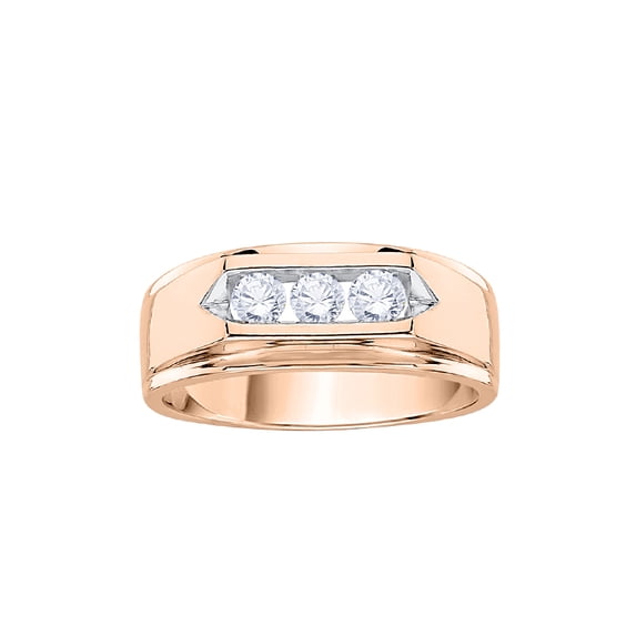 KATARINA Three Stone Diamond Men's Ring in 14K Rose Gold (1 cttw, I-J, I1-I2) (Size-13)