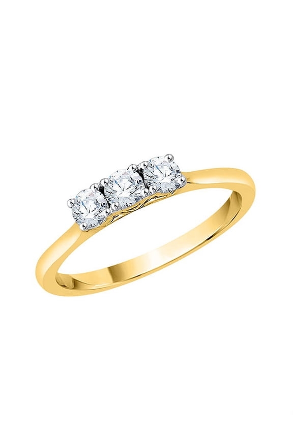 Three Stone Diamond Promise Ring in 10K Yellow Gold (1/4 cttw, I-J, I1-I2) (Size-9.5)
