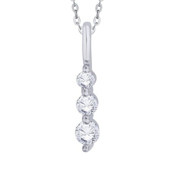KATARINA Three Stone Graduating Diamond Pendant Necklace in 10K White Gold (1/4 cttw, G-H, I2-I3)