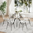 thumbnail image 1 of KATBOC Modern 7PCS Kitchen Dining Set, 39.2in Glass Dining Table & 6 Transparent Chairs for living,Kitchen,Dining, Black, 1 of 6