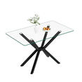thumbnail image 1 of KATBOC 47.24in Rangular Tempered Glass Dining Table, Metal Legs Modern Design, Kitchen Table for Dining Room, Black, 1 of 6