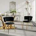 thumbnail image 1 of KATBOC Velvet Dining Chairs Set of 2, Ergonomic Hollow Braided Rope Design,Adjustable Non-Slip Fee with Gold Metal Legs, Waterproof Fabric for Kitchen & Dining Room, Black, 1 of 8