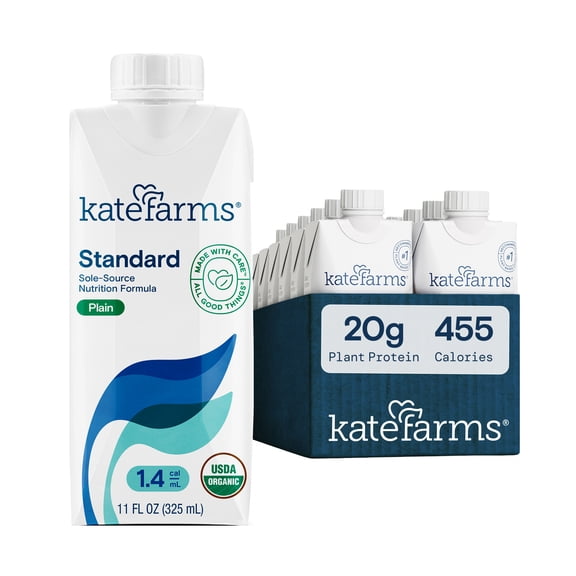 KATE FARMS Organic 1.4 High Calorie Shake, Plain, 20g Protein, 12 Pack