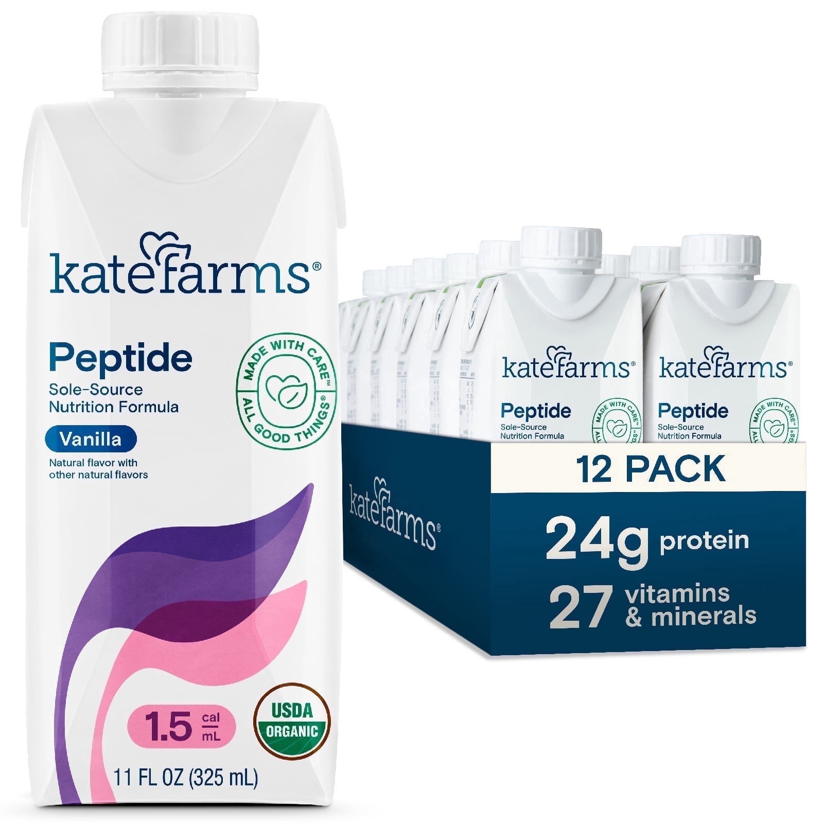 Kate Farms, Organic Vegan Peptide 1.0, 11 fl oz, Vanilla flavor