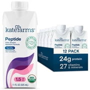 Kate Farms Organic Vegan Peptide 1.5, Vanilla, Meal Replacement Shake, 11 fl oz 12 Pack