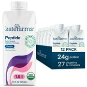 Kate Farms Organic Vegan Peptide 1.5, Meal Replacement Shake for Adults, Vanilla 11 fl oz 12-Pack