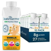 KATE FARMS Organic Kids Nutrition Shake, Vanilla, 8g of protein, 27 Vitamins and Minerals, Meal Replacement Drink, Protein Shake, Gluten Free, Non-GMO, 8.45 Fl oz (Pack of 12)