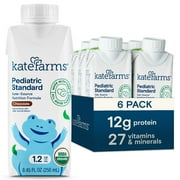 KATE FARMS Organic Pediatric 1.2 High Calorie Nutrition Shake, Chocolate, 12g protein, 27 Vitamins and Minerals, 8.45 oz (6 pack)