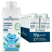 KATE FARMS Organic Pediatric 1.2 High Calorie Nutrition Shake, Vanilla, 12g protein, 27 Vitamins and Minerals, 8.45 oz (12 pack)