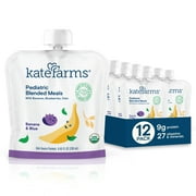 KATE FARMS Organic Pediatric Blended Meal, Bananas and Blueberries, 8g protein, organic whole foods, Gluten Free, Non-GMO, 8.45 oz (12 Pack)