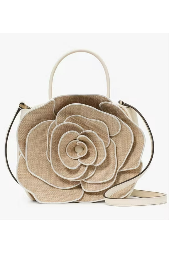 KATE SPADE FLORA ROSE STRAW CROSSBODY W/DUSTBAG