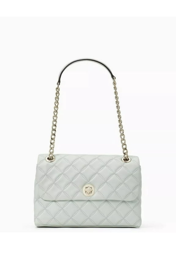 KATE SPADE NATALIA MEDIUM FLAP CROSSBODY SHOULDER CRYSTAL BLUE LEATHER BAG