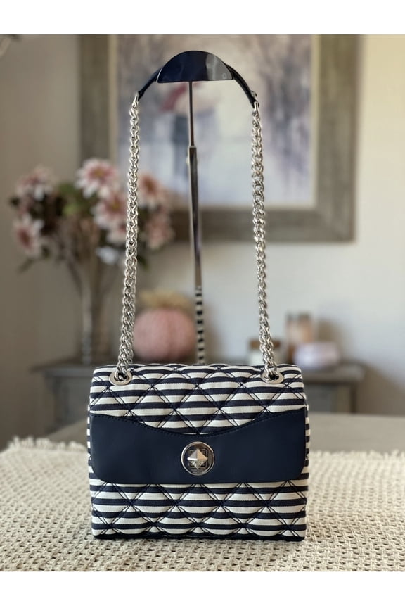 natalia lurex stripe Small flap shoulder bag Nightcap Multi / Silver