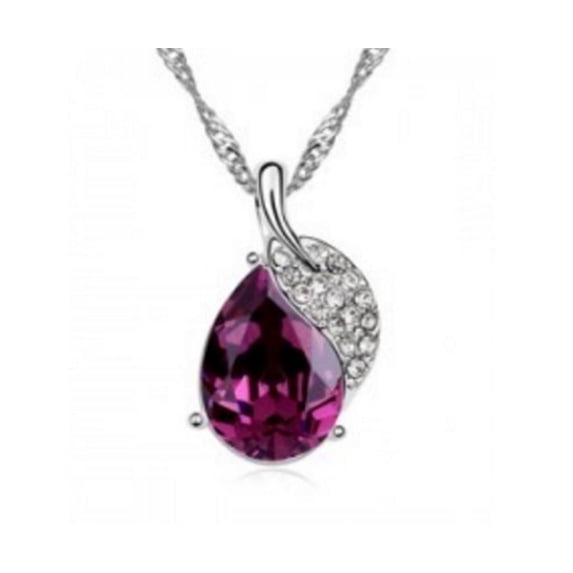 KATGI Fashion 18K Gold Plated Austrian Crystal Leaf Pendant Necklace