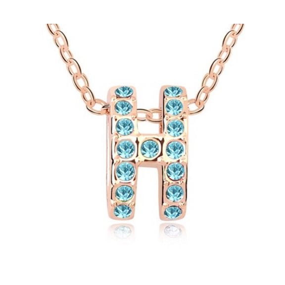 KATGI Fashion 18K Gold Plated Letter H Austrian Crystal Pendant Necklace