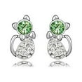 thumbnail image 1 of KATGI Fashion 18K White Gold Plated Adorable Hello Kitty Austrian Olive Crystal Pendant Earring, 1 of 2