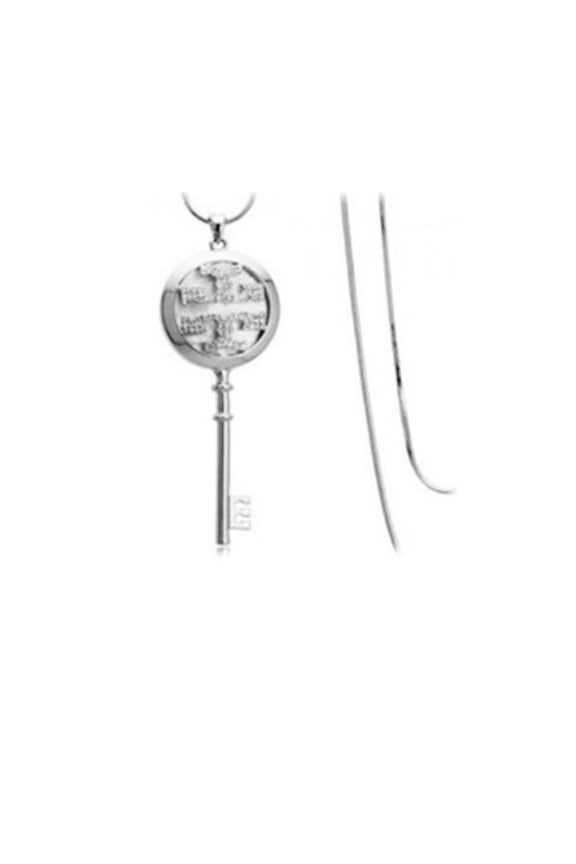 KATGI Fashion 18K White Gold Plated Elegant Key with Shell Austrian Crystal Pendant Necklace