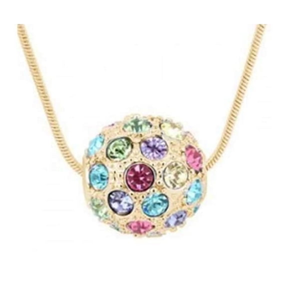 KATGI Fashion 18K White Gold Plated Lucky Creystal Ball Austrian Color Crystal Pendant Necklace