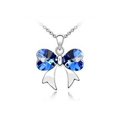 thumbnail image 1 of KATGI Fashion 18K White Plated Custom Heart of Love Austrian Crystal Bow Pendant Necklace, 1 of 1