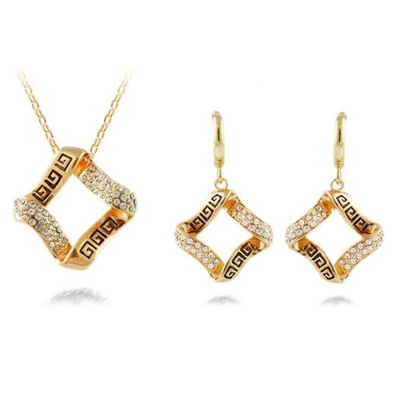 KATGI Fashion Ancient Pattern Necklace and Earrings Set