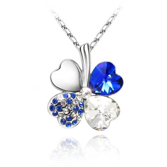 KATGI Fashion Austrian Crystal Four Leaf Clover Pendant Necklace