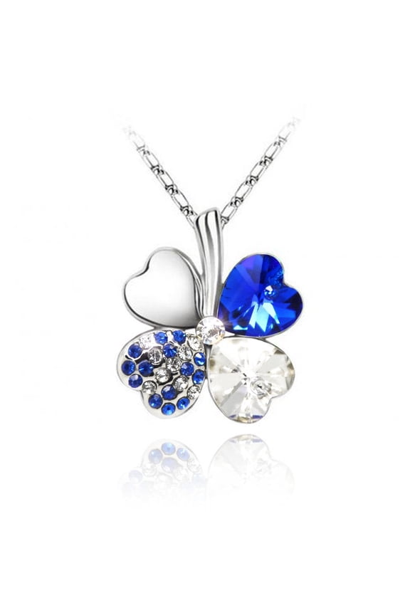 Fashion Austrian Crystal Four Leaf Clover Pendant Necklace