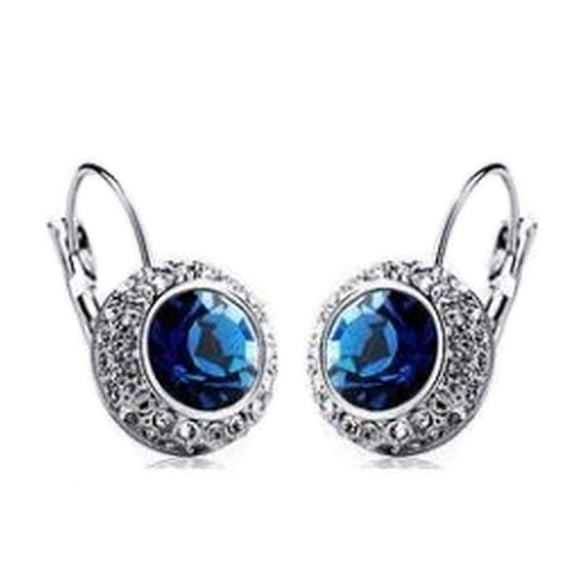 KATGI Fashion Brilliant Round Crystal Earrings in Royal Blue