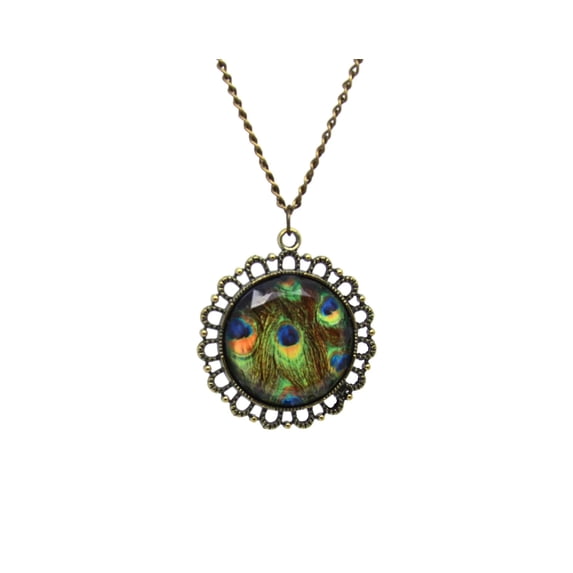KATGI Fashion Classic Retro Peacock Round Pendant Necklace